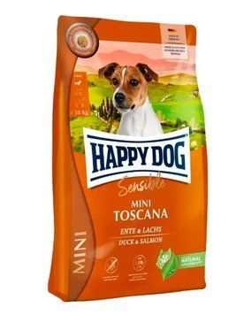 Сухой корм Happy Dog Sensible Mini Toscana для кастрированных собак мелких пород, с уткой и лососем, 800 гр